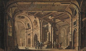 Gefängnisdekoration mit Gefangenen und Wärtern von Jacob Fabris
