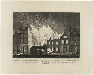 Brand in der Brauerei De Twee Leeuwen in Rotterdam, 1782 von Jacob Groenendijk