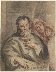 Alter Mann mit junger Frau und Kleinkind (Heilige Familie?) von Jacob Jordaens
