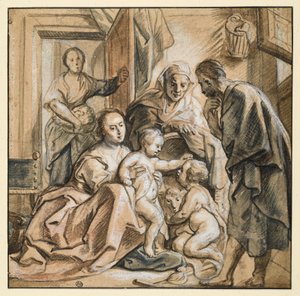 Die heilige Familie mit Elisabeth und dem Johannesknaben von Jacob Jordaens