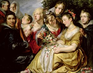 Der Künstler mit der Familie seines Schwiegervaters Adam Van Noort von Jacob Jordaens