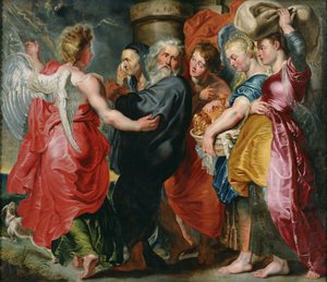 Die Flucht von Lot und seiner Familie aus Sodom nach Rubens, ca. 1618 von Jacob Jordaens