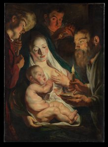 Die Heilige Familie mit Hirten von Jacob Jordaens