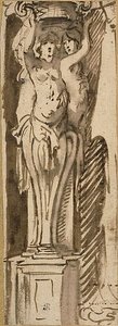 Drei Karyatiden, die einen Korb tragen von Jacob Jordaens