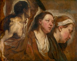 Zwei weibliche Köpfe und Torso eines Kriegers von Jacob Jordaens