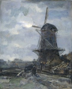 Mühle bei Mondlicht
