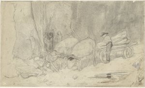Ochsenkarren auf Bergweg von Jacob Maris