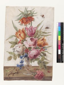 Venezianisches Glasgoblet mit Blumen, Eidechse und Insekten, 1634 von Jacob Marrel