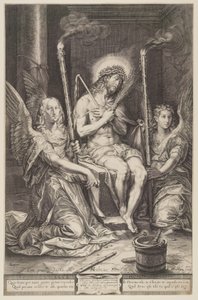 Christus auf dem kalten Stein mit zwei Engeln von Jacob Matham