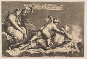 Amor zähmt Pan von Jacob Matham
