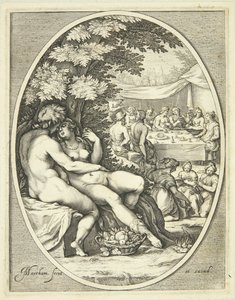 Ein Gott und eine Göttin in Umarmung von Jacob Matham