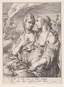 Lea und Rachel, aus Die Frauen der Patriarchen von Jacob Matham