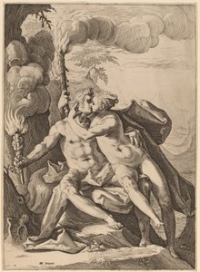 Eros und Anteros von Jacob Matham after Hendrik Goltzius