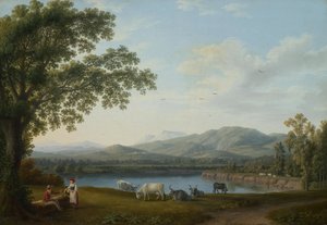 Blick auf den Sele und das Massiv der Monti Alburni von Jacob Philipp Hackert