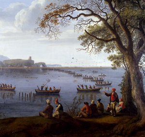 Ferdinand IV. jagt Blässhühner am Lago Fusaro, von Jacob Philipp Hackert (1737-1807) (Detail) von Jacob Philippe Hackert
