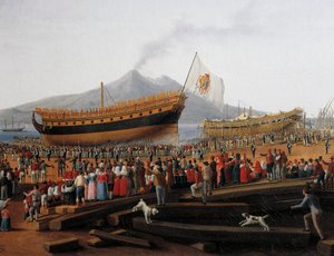 Schiffstaufe in der Werft von Castellammare di Stabia