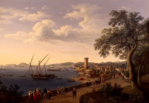 Der Hafen von Gaeta, der Pier und die Festung von Jacob Philippe Hackert