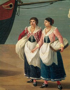 Zwei junge Mädchen aus Monopoli, Apulien, Italien von Jacob Philippe Hackert