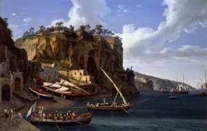 Blick auf die kleine Marina in Sorrent von Jacob Philippe Hackert
