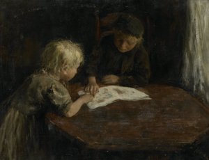 Kinder mit einem Bilderbuch von Jacob Simon Hendrik Kever