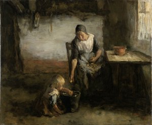 Frau beim Kartoffelschälen von Jacob Simon Kever