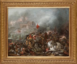 Schlacht zwischen Türken und Christen bei der Eroberung von Konstantinopel durch die osmanische Armee im Jahr 1453