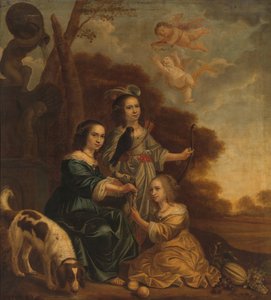 Porträt von Geertruyt, Margriet und Anna Delff, die Töchter des Künstlers (Porträt von drei kleinen Mädchen in einer Landschaft) von Jacob Willemsz. Delff (II)