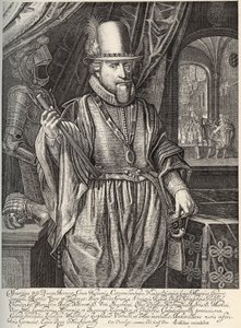 Porträt von Moritz von Nassau (1567-1625), Prinz von Oranien, Graf von Nassau. Gravur von Willem Jacobsz Delff (1580-1638) 17. Jahrhundert von Jacob Willemsz Delff