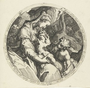 Maria mit Christuskind und Johannes dem Täufer von Jacob de Gheyn (II) (workshop of)