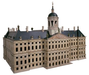 Frieden. Bild beim Modell des neuen Rathauses auf dem Dam. von Jacob van Campen