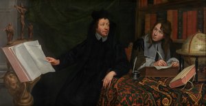 Porträt eines Theologen mit seinem Sekretär von Jacob van Oost