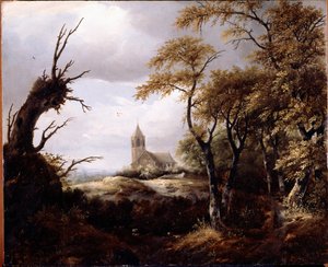 Landschaft mit einer Kirche von Jacob van Ruisdael