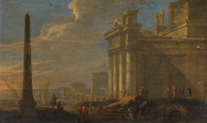 Italienische Hafenansicht von Jacob van der Ulft (signed by artist)