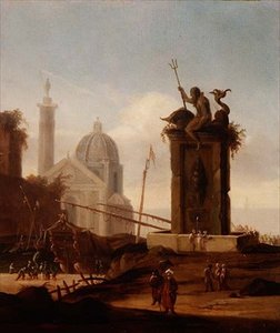 Ein italienisches Capriccio in einem Mittelmeerhafen von Jacob van der Ulft