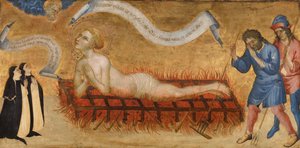 Martyrium des Heiligen Laurentius mit zwei Benediktinerinnen von Jacobello del Fiore