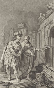 Scipio Aemilianus vor den Ruinen von Karthago in Begleitung von Polybius, 1797