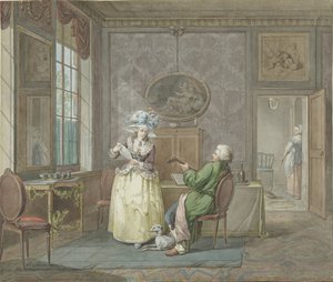 Musizierendes Paar in einem Interieur
