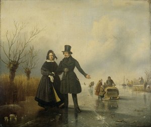 Porträt von Herrn und Frau Thijssen auf dem Eis von Jacobus Sörensen