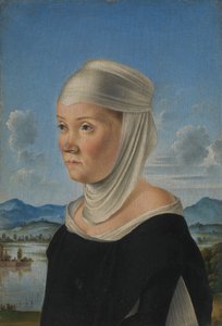 Porträt einer Frau, möglicherweise eine Nonne von San Secondo, verso Szene in Grisaille, ca. 1485-95 von Jacometto Veneziano