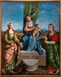 Thronende Madonna mit Jesuskind zwischen den Heiligen Katharina und Maria Magdalena, drittes Jahrzehnt des 16. Jahrhunderts