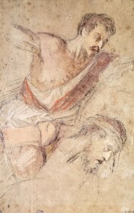 Studien für eine Geißelung: Ein Mann peitscht und der Kopf Christi von Jacopo Bassano
