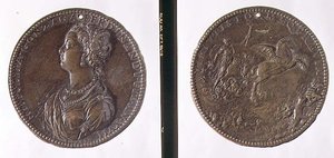 Porträtmedaille, Vorderseite zeigt Hippolytus Gonzaga, Rückseite möglicherweise Juno auf ihrem Wagen