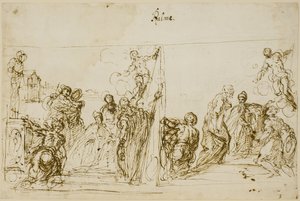 Zwei Kompositionsskizzen für das Votivbild von Doge Pasquale Cicogna, Sala del Pregadi, Palazzo Ducale, Venedig