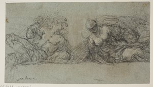 Zwei niedergeworfene Figuren, die sich zueinander wenden von Jacopo Palma