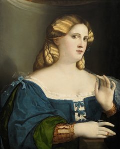 Junge Frau in einem blauen Kleid, mit Fächer, 1512-1514
