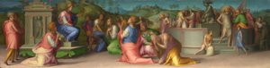 Josephs Brüder bitten um Hilfe aus Szenen aus der Geschichte von Joseph, ca. 1515 von Jacopo Pontormo