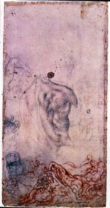 Studie für ein Porträt von Cosimo I Giovinetto mit anderen Studien von sich windenden Körpern von Jacopo Pontormo