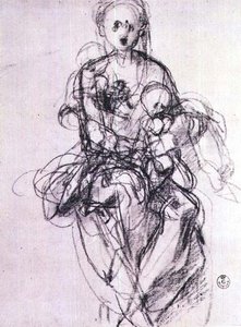 Studie einer Madonna mit Kind von Jacopo Pontormo