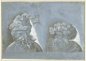 Zwei Köpfe von Männern mit Kopfbedeckungen von Jacopo Ripanda (attributed to)