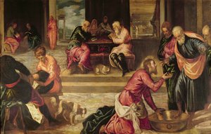 Christus wäscht die Füße der Jünger von Jacopo Robusti Tintoretto